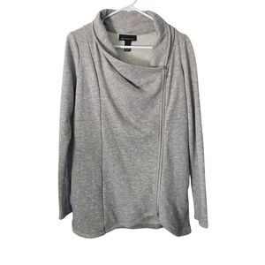 Essentials Women's Gray Asymmetrical Zip Cowl Neck Sweater